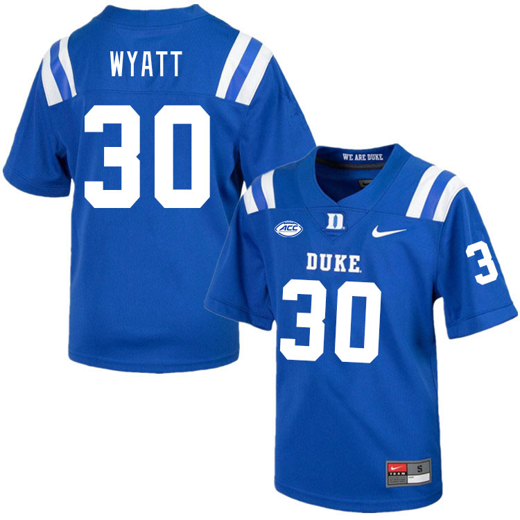 Men #30 Carter Wyatt Duke Blue Devils College Football Jerseys Stitched-Royal - Click Image to Close
